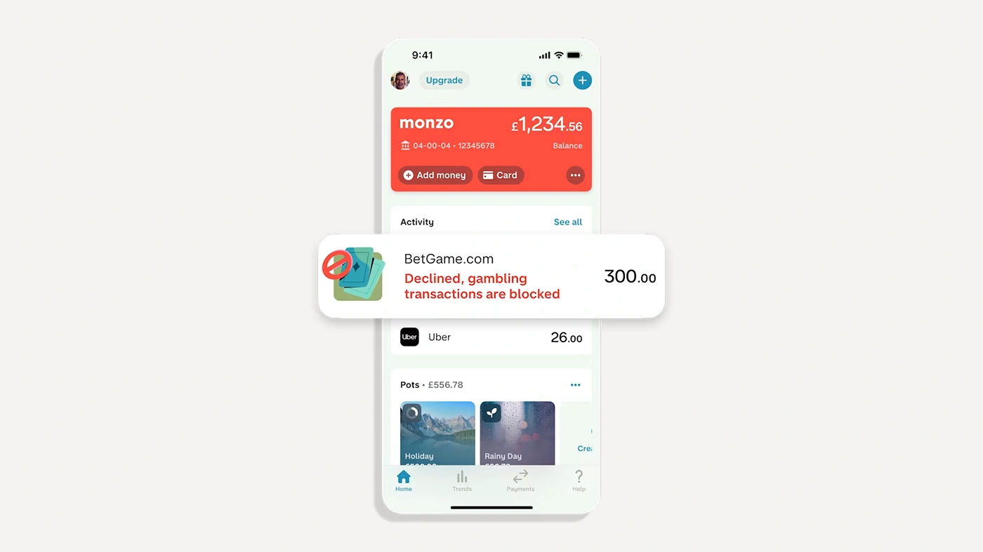 Monzo: gambling payments block