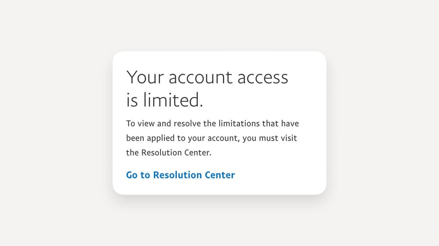 PayPal: account limitation notice
